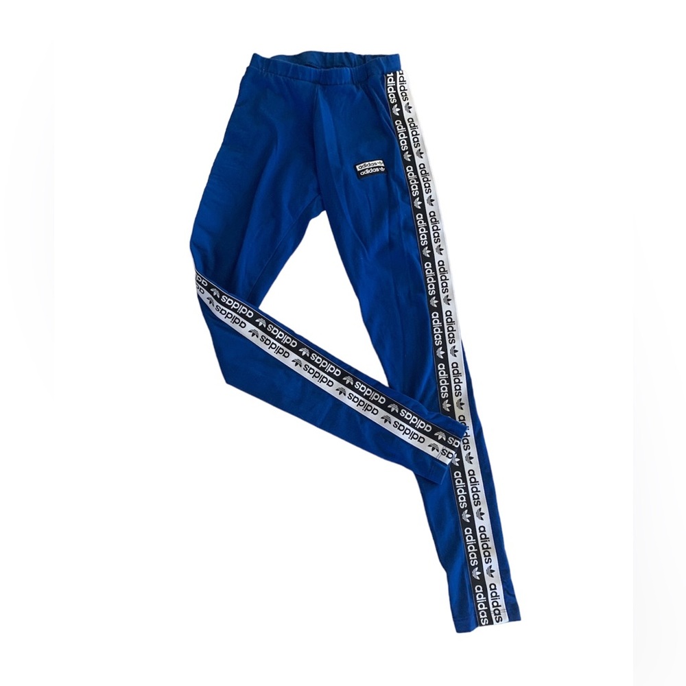 Adidas Originals Royal Blue Trefoil Logo Tape Leggings XS Ankle Length Tights
